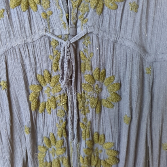 Free People Embroidered Fable Maxi Dress L Deep Blue with Black - Picture 5 of 9